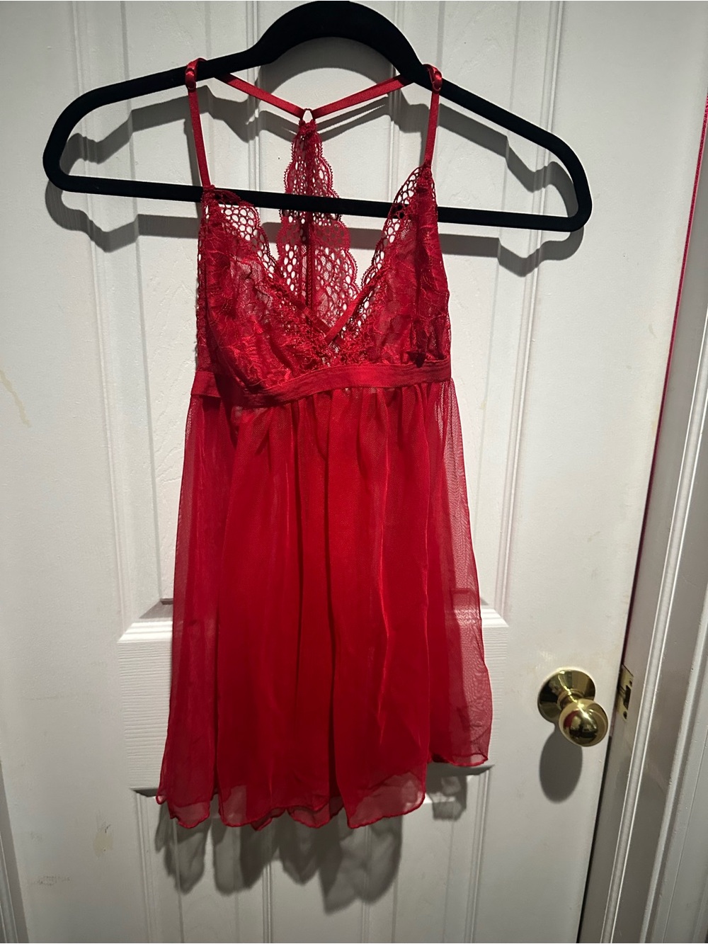 Ambrielle Red Lace & Mesh Babydoll Chemise